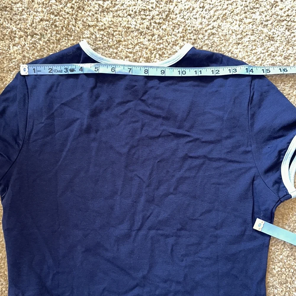 Navy Blue with light blue trim Ladies Shirt size L NWOT - Picture 4 of 6